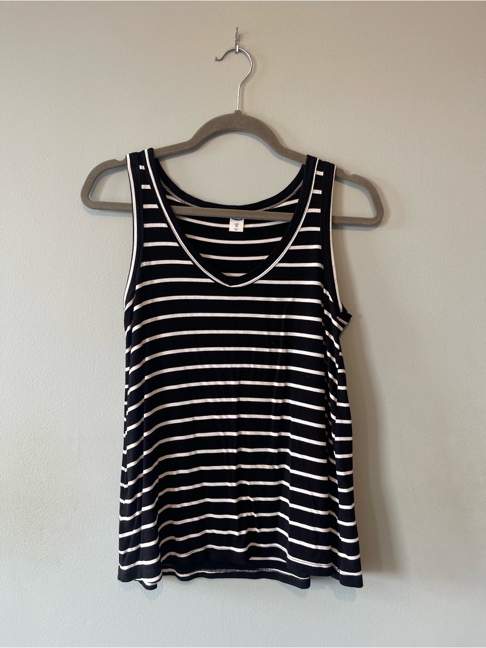 Old Navy Black and White Striped V-Neck Tank
